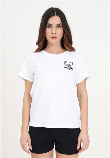 T-shirt donna bianca con logo stampato sul petto MOSCHINO | A070344060001