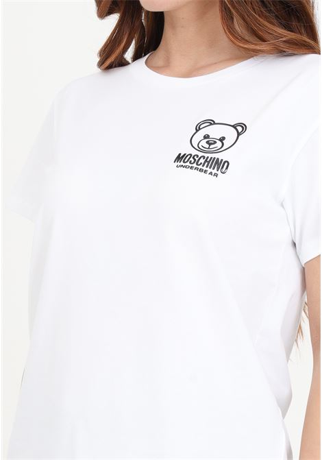 T-shirt donna bianca con logo stampato sul petto MOSCHINO | A070344060001