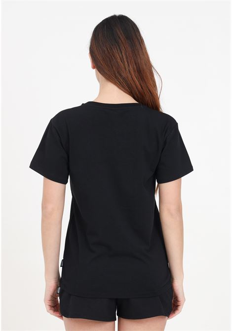 T-shirt donna nera con logo stampato sul petto MOSCHINO | A070344060555