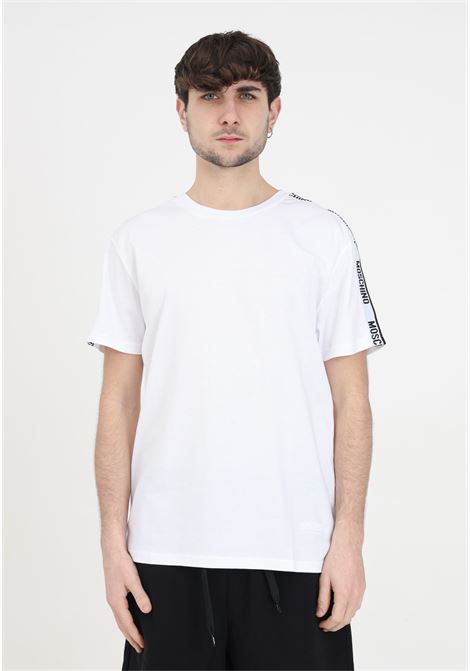 White men's t-shirt with logo on the shoulders MOSCHINO | A070443040001