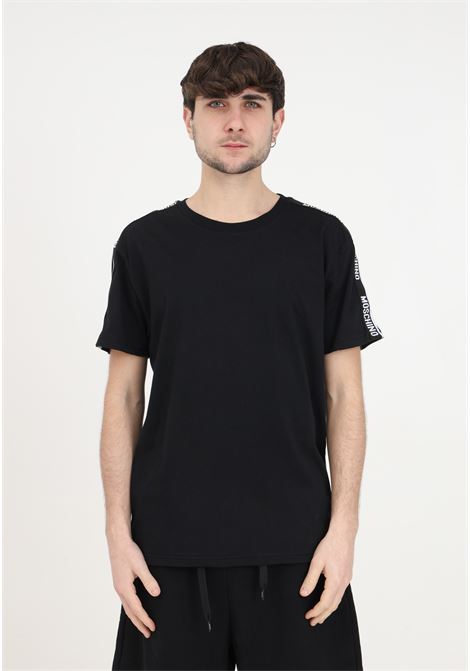 Black men's t-shirt with logo on the shoulders MOSCHINO | A070443040555