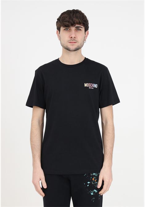 Black men's t-shirt with rainbow logo MOSCHINO | A070994070555