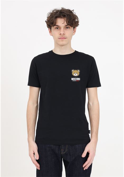 Black men's T-shirt with bear print and logo MOSCHINO | A078844100555