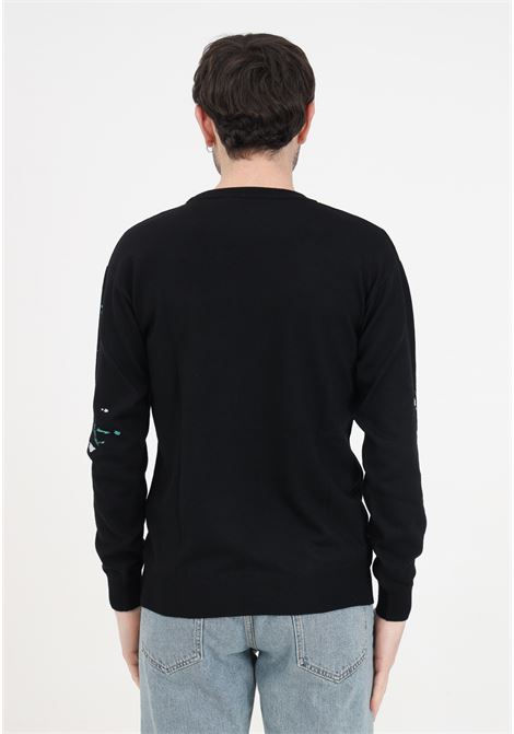 Painted effect men's black sweater MOSCHINO | A092120002555