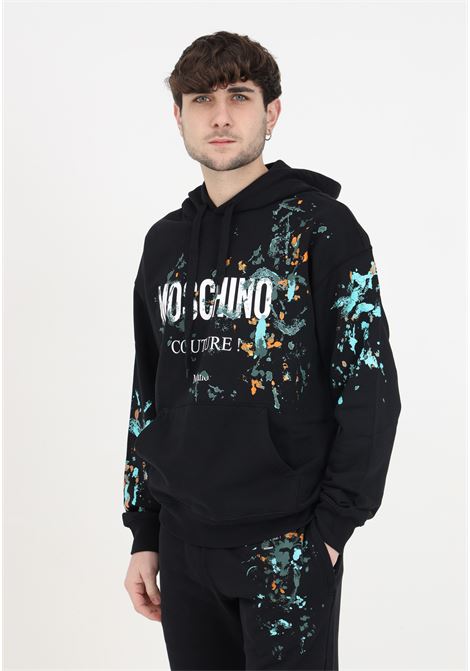 Black men's sweatshirt with painted effect hood MOSCHINO | A171720281555