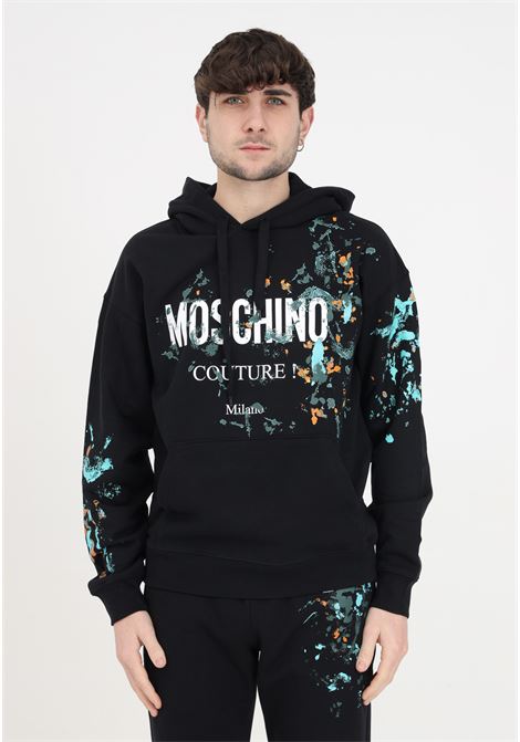 Black men's sweatshirt with painted effect hood MOSCHINO | A171720281555
