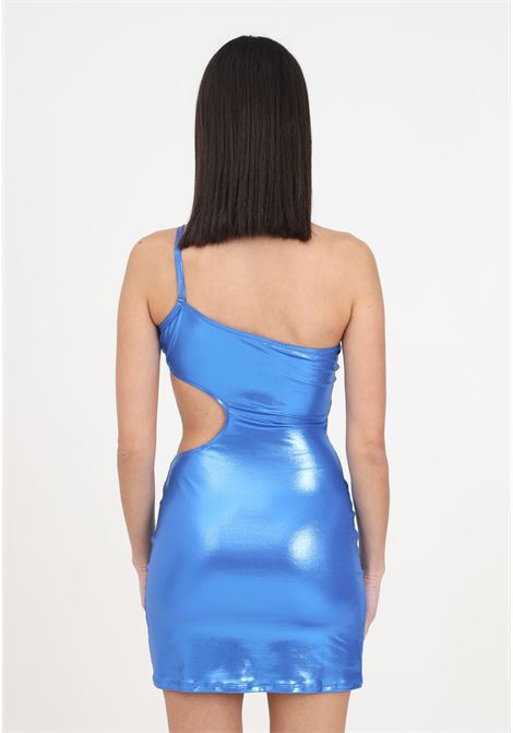One-shoulder blue women's dress with opening MOSCHINO | A261394050318