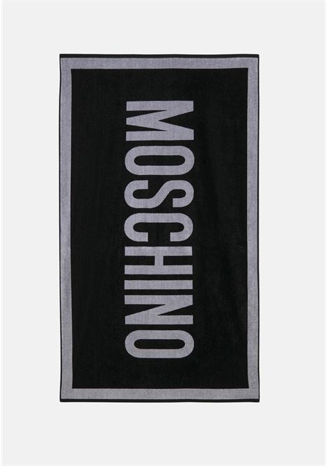 Black and gray lettering logo beach towel for men and women MOSCHINO | A430394301555