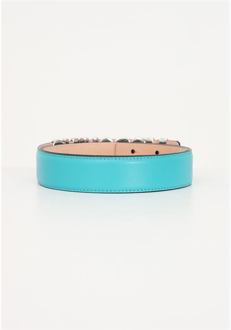 Belt for men and women in aqua green with silver lettering MOSCHINO | A800280021365