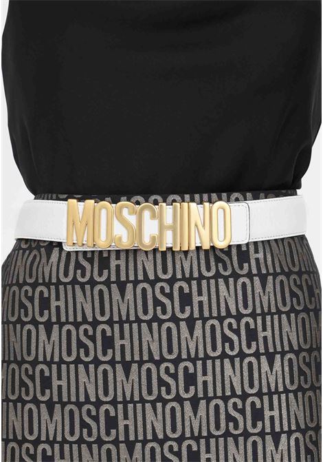 White women's belt with logo lettering MOSCHINO | A800980030001
