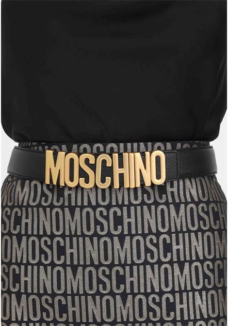 Black women's belt with logo lettering MOSCHINO | A800980030555