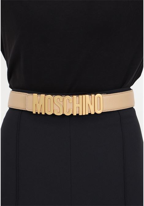 Cintura da donna beige con lettering logo MOSCHINO | A800980031148