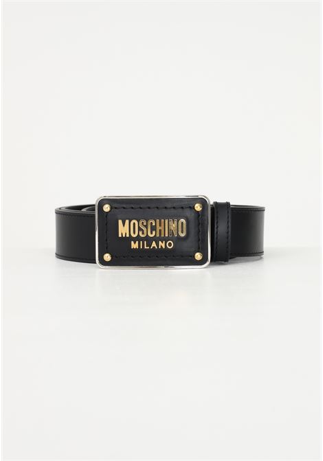 Black men's belt with logo buckle MOSCHINO | A801080011555
