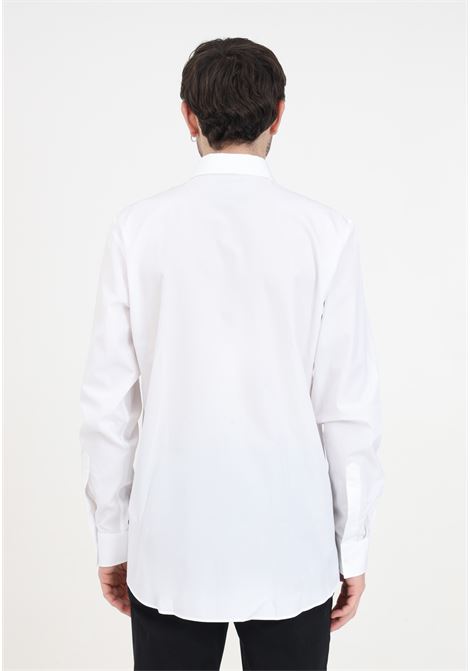 Camicia da uomo bianca con logo nero MOSCHINO | J021520351001