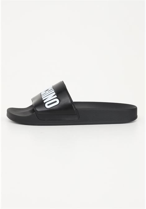 Black men's slippers with logo lettering MOSCHINO | MB28022G1IG10000