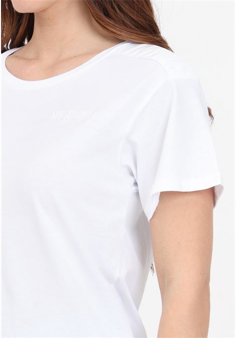 White women's t-shirt with logo on the shoulders and chest MOSCHINO | V070494070001