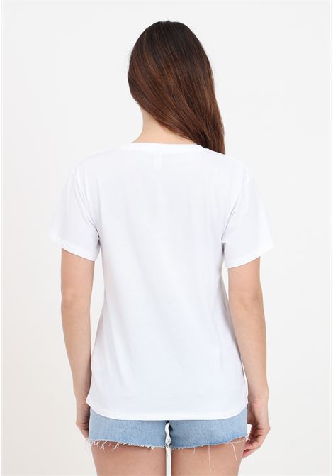 T-shirt da donna bianca con logo sulle spalle e sul petto MOSCHINO | V070494070001