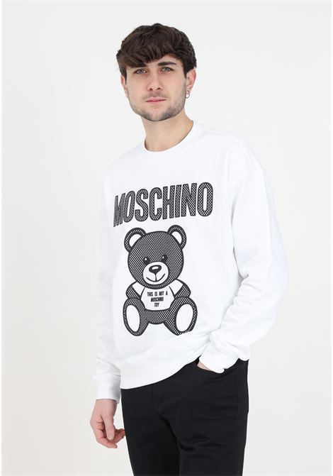 White men's sweatshirt in cotton teddy mesh MOSCHINO | V172620281001
