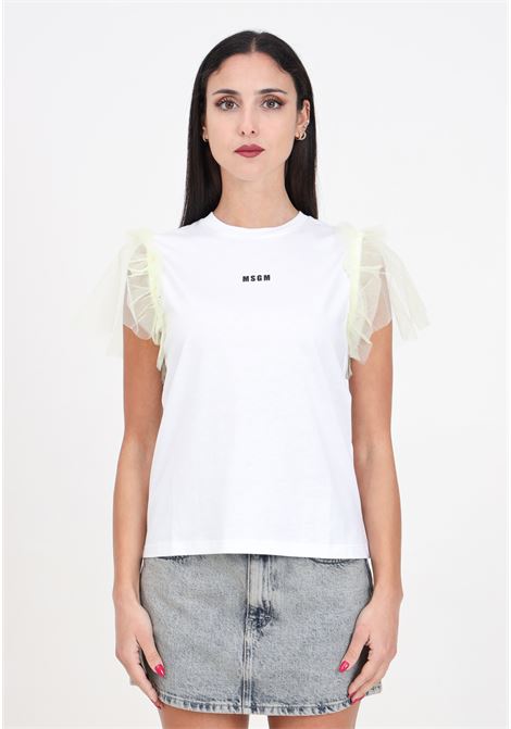 White women's and girls' sleeveless t-shirt with tulle MSGM | S4MSJGTA134001-36