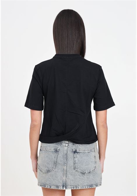 T-shirt nera donna bambina con applicazione logo MSGM | S4MSJGTH122110