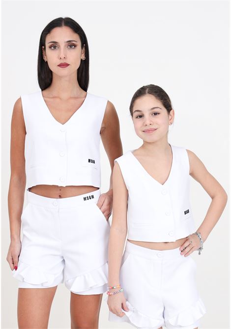 White women's and girls' vest with contrasting logo MSGM | S4MSJGVE157001