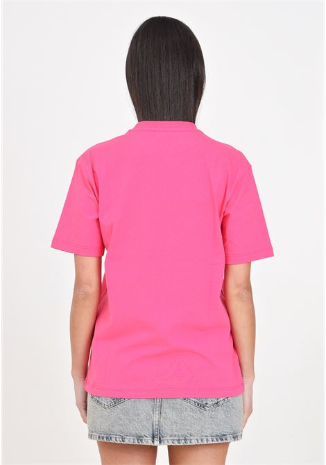 T-shirt donna bambina fucsia con stampa lettering in contrasto MSGM | S4MSJUTH010044