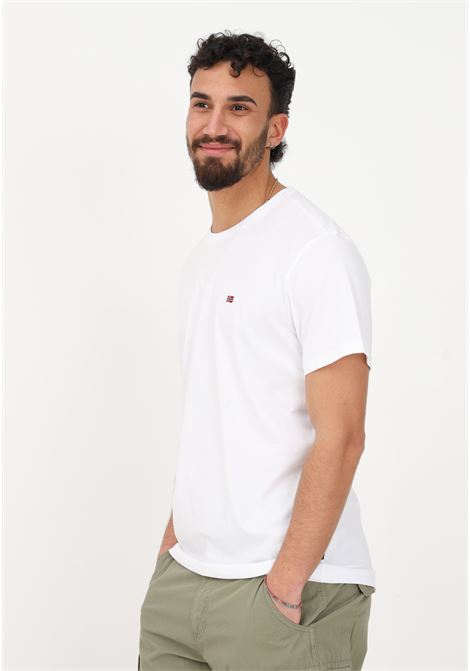 White casual t-shirt for men with logo embroidery NAPAPIJRI | NP0A4H8D002121