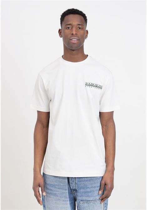 White men's T-shirt with color logo print on the front and back NAPAPIJRI | NP0A4HTQN1A1N1A1