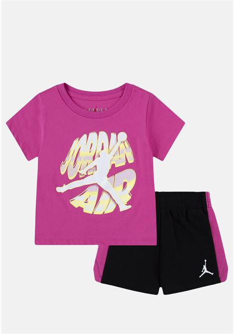 Fuchsia and black baby girl outfit with logo print NIKE | 15D179023