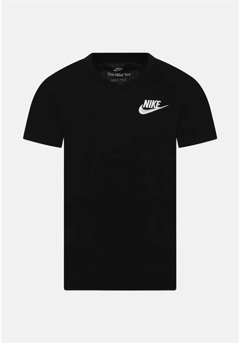 Black sports t-shirt for boys and girls with logo embroidery NIKE | 8UC545023