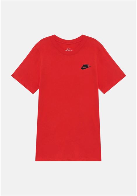 Red sports t-shirt for boys and girls with logo embroidery NIKE | 8UC545U10