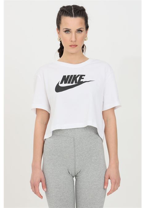 White crop t-shirt for women with logo print NIKE | BV6175100