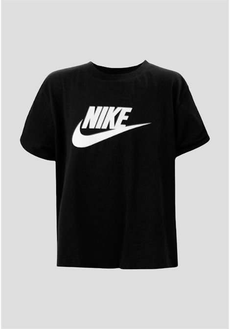 Black sports t-shirt for girls with front logo NIKE | DA6925012