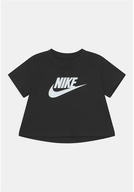 T-shirt sportiva nera da bambina con logo frontale NIKE | DA6925012