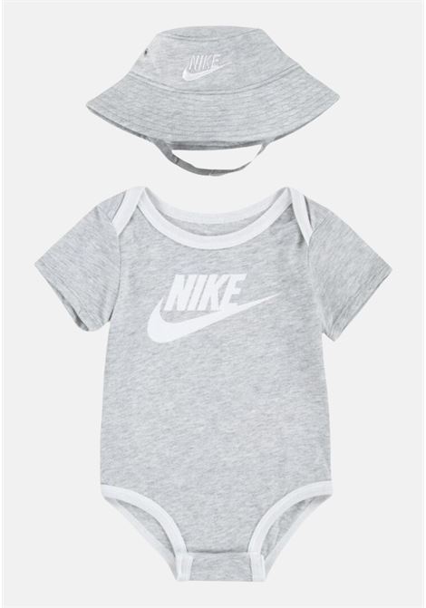 Gray and white baby set with bodysuit and hat NIKE | NN0815C87