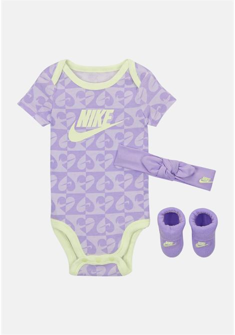 Purple and green newborn set, consisting of body band and socks NIKE | NN1042PAK