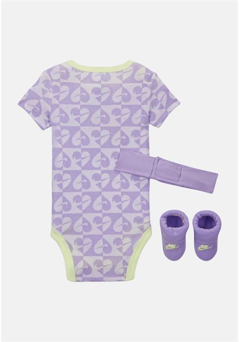 Set neonato viola e verde, composto da fascia body e calzini NIKE | NN1042PAK