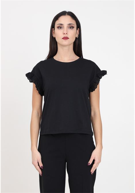 T-shirt da donna nera onliris s/s emb top jrs noos ONLY | 15255618Black