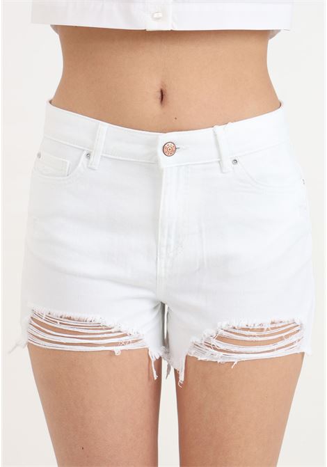 Shorts casual bianco da donna con motivo sfrangiato sul fondo ONLY | 15256232White