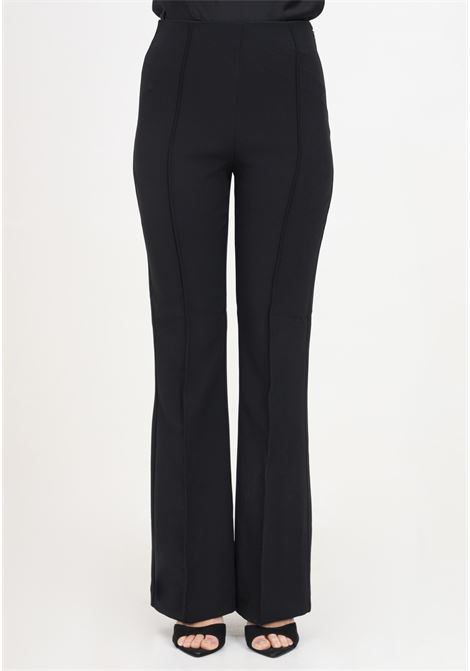 Black high-waisted women's trousers with bell-shaped elastic waistband at the bottom ONLY | 15318359Black