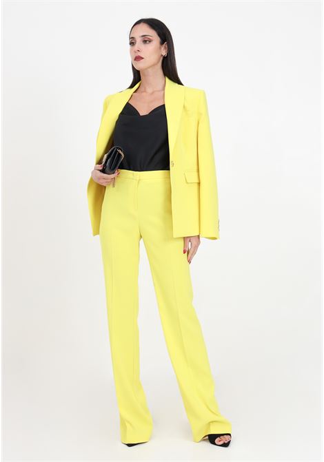 Pantaloni eleganti da donna flare-fit giallo ranuncolo in tessuto crêpe stretch PINKO | 100054-7624H17