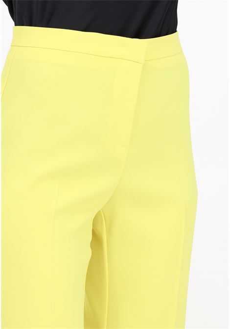 Buttercup yellow women's elegant flare-fit trousers in stretch crêpe fabric PINKO | 100054-7624H17