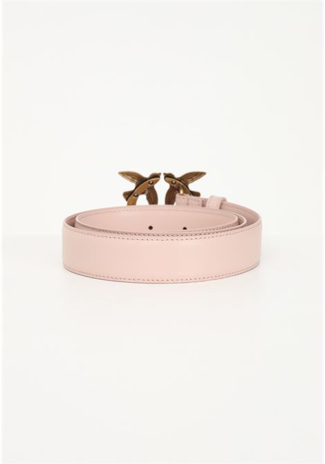 Pink women's belt with Love Birds Diamond Cut buckle PINKO | 100125-A0F1O81Q