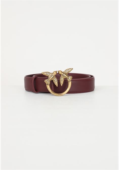 Burgundy women's belt with Love Birds Diamond Cut buckle PINKO | 100125-A0F1WW5Q