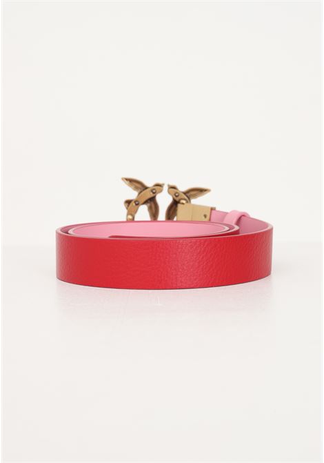 Two-tone red/pink Love Birds reversible women's belt PINKO | 100125-A1K3RN6Q