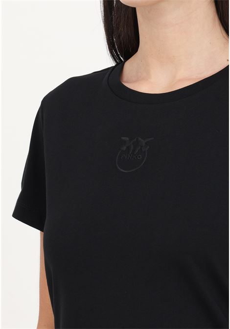 Black limousine women's t-shirt with love birds embroidery PINKO | 100355-A1NWZ99