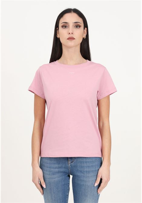 T-shirt da donna rosa orchidea mini logo PINKO | 100373-A1N8N98