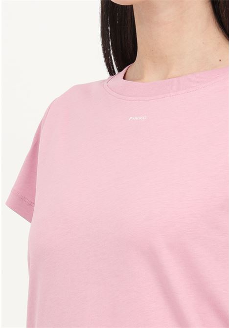 T-shirt da donna rosa orchidea mini logo PINKO | 100373-A1N8N98