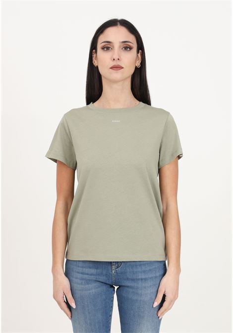 T-shirt da donna verde vertiver mini logo PINKO | 100373-A1N8U84