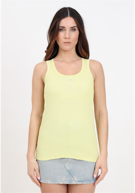 Yellow women's tank top with love birds embroidery PINKO | 100807-A0PUH23
